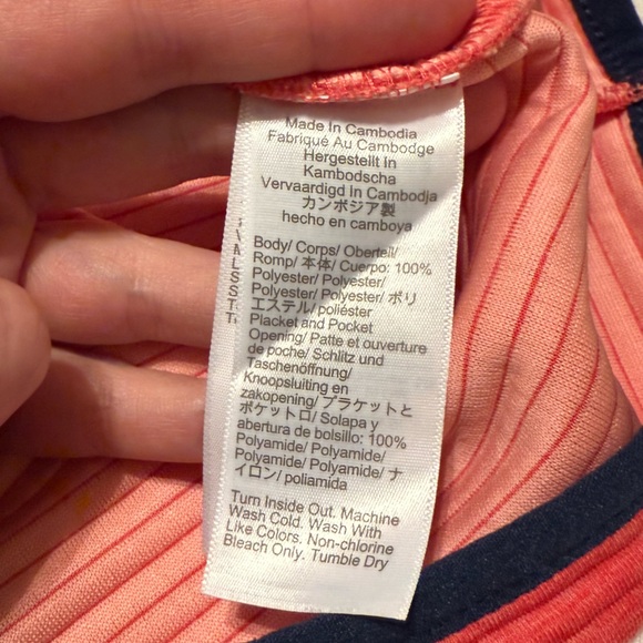 J. Crew Coral Top with Navy Accents - Picture 3 of 3